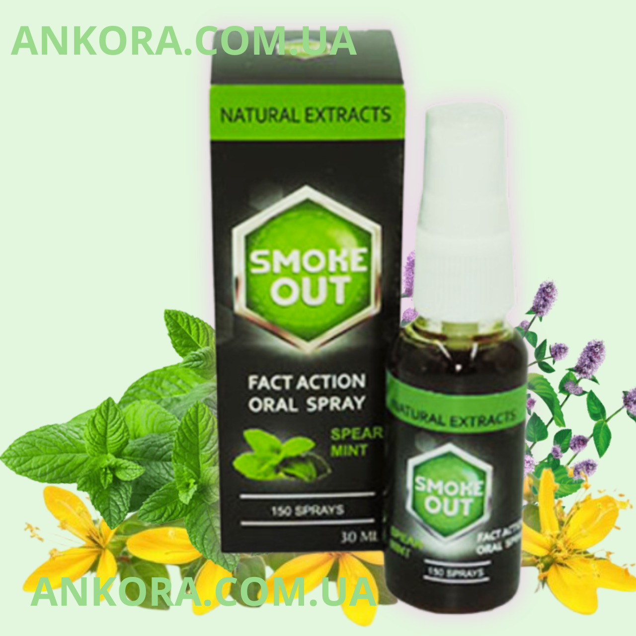 Спрей від куріння Smoke Out з натуральними екстрактами для легкої відмови від сигарет і відновлення легенів, фото 1