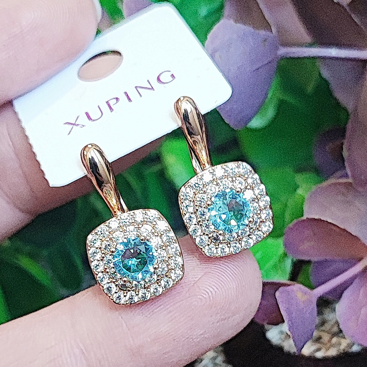 Сережки Xuping довжина 2.1см ширина 1.2см медичне золото позолота 18К с1560