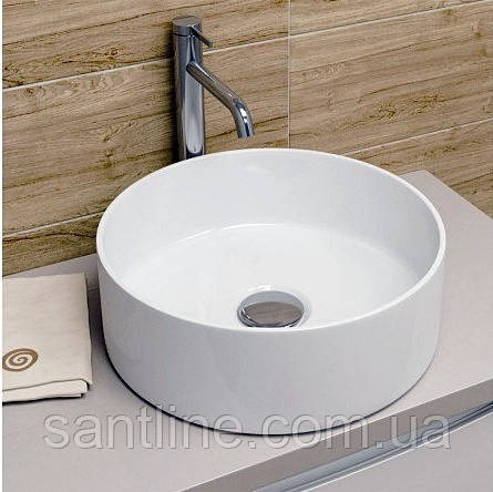 Умивальник круглий накладний Malta 410х410х125 мм керамічний білий раковина для ванної кімнати, фото 1