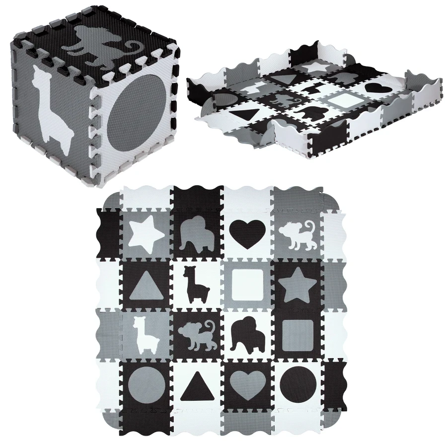 Розвивальний килимок манеж-пазл NILS Fun MD03 140x140см 36 елементів GRAY, фото 1