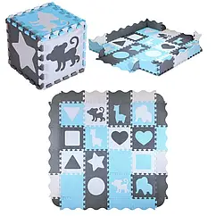 Розвивальний килимок манеж-пазл NILS Fun MD03 140x140см 36 елементів MINT