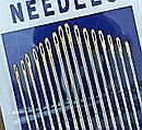 Голки 1/5 для ручного шиття з позолоченим вушком NEEDLES 16 шт/комплект, фото 4