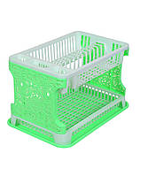 Сушарка для посуду Efe ажурна. 42х29х29 біло-зелена