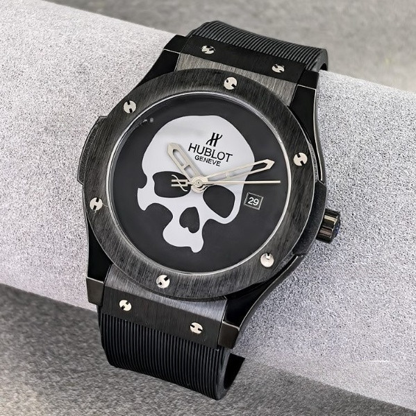 Кварцові чоловічі наручні годинники Hublot з черепом колір Чорний