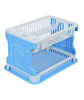 Сушарка для посуду Efe ажурна. 42х29х29 біло-блакитна