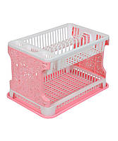 Сушарка для посуду Efe ажурна. 42х29х29 біло-рожева