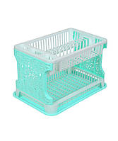 Сушарка для посуду Efe ажурна. 42х29х29 біло-бірюзова.