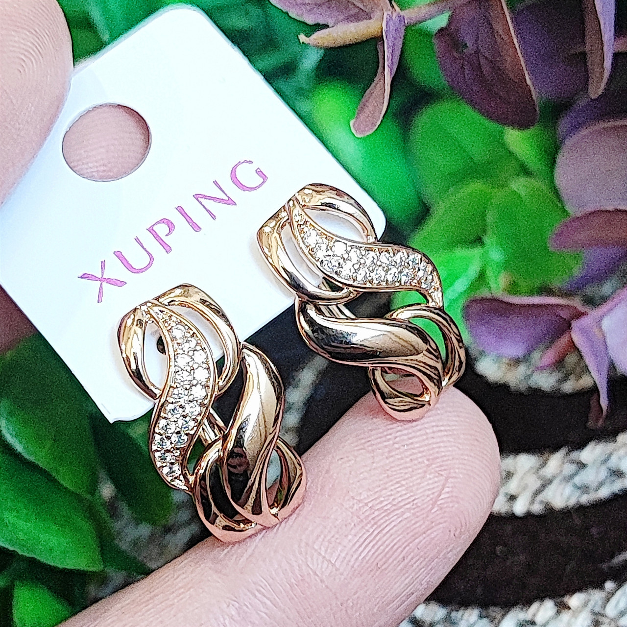 Сережки Xuping довжина 1.9см ширина 11мм медичне золото позолота 18К с1562