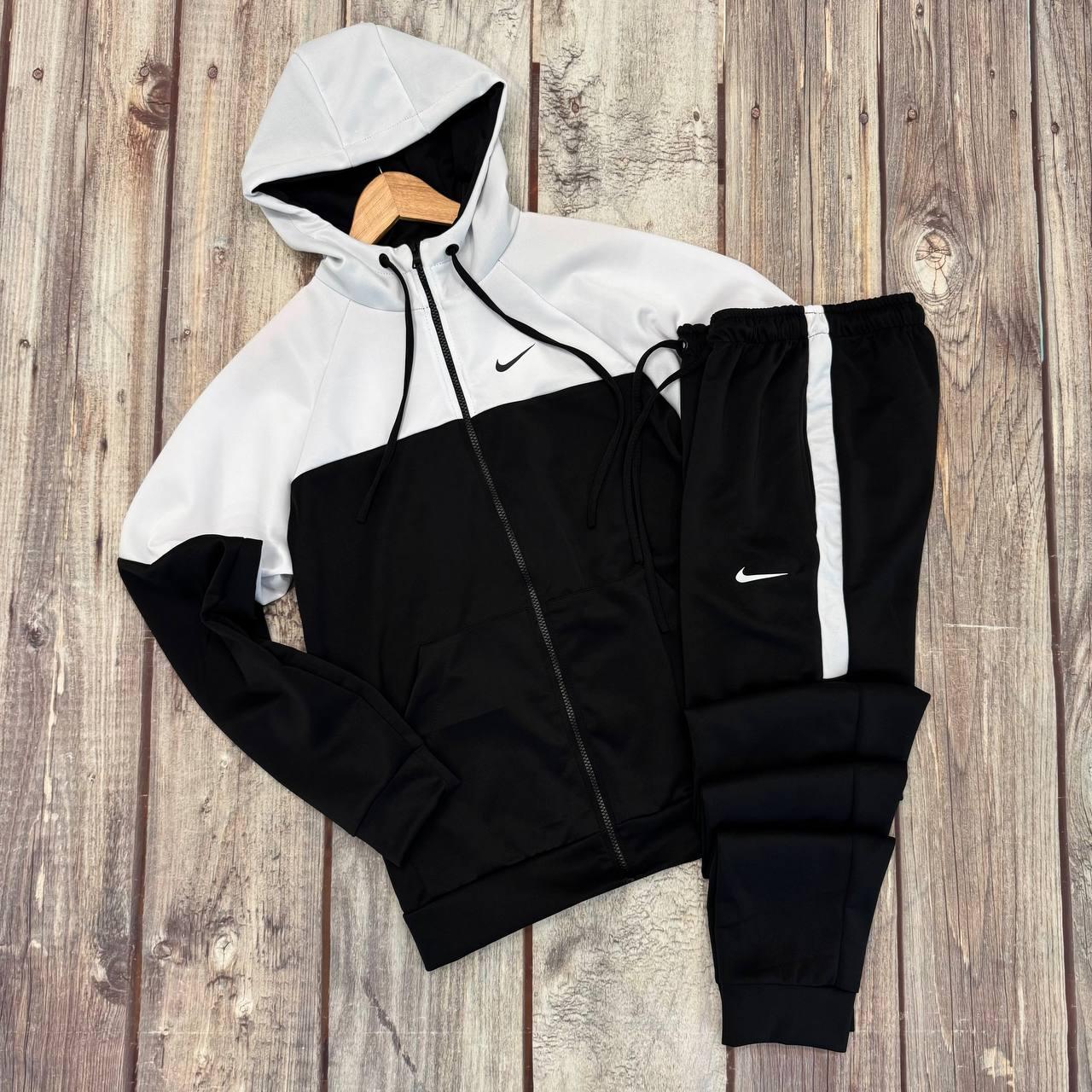 Чоловічий спортивний костюм Nike Tech Daving весняний осінній на блискавці найк чорнo-білий