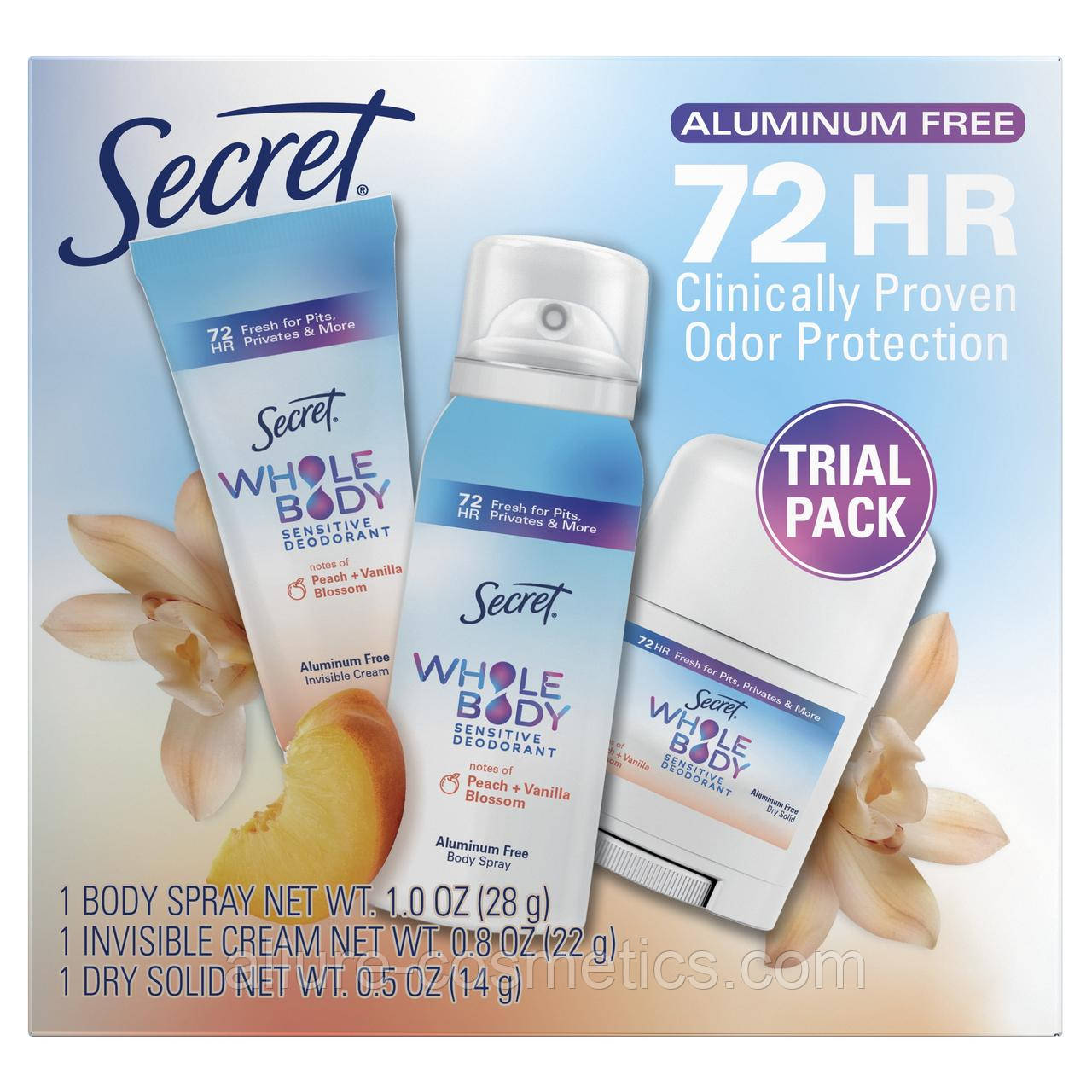 Набір Дезодорантів для всього тіла 3 шт. Secret Whole Body Deodorant 14g + 22 g + 28 g (США)