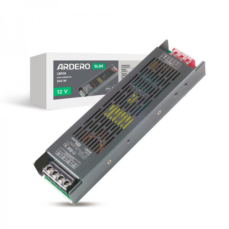 Блок живлення для LED стрічки Ardero LB008 12В 240Вт, фото 1