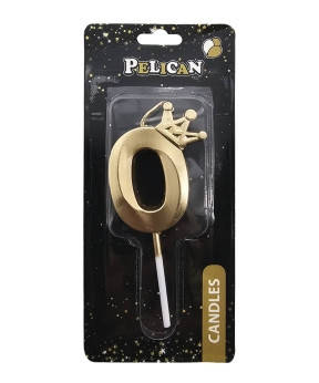 Свічка-цифра 3D з короною "0" золото 6см 863100 KNZ, фото 1