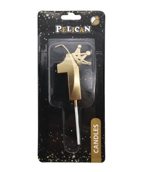 Свічка-цифра 3D з короною "1" золото 6см 863101 KNZ