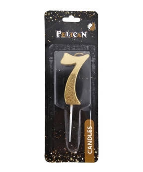Свічка-цифра з блискітками "7" золото 5см 863307 KNZ, фото 1
