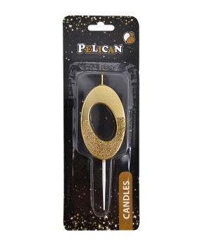 Свічка-цифра з блискітками "0" золото 5см 863300 KNZ