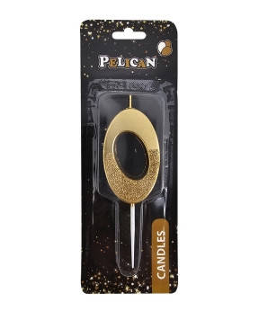 Свічка-цифра з блискітками "0" золото 5см 863300 KNZ, фото 1