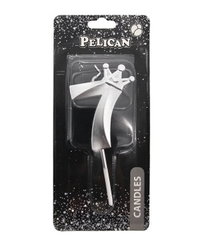 Свічка-цифра 3D з короною "7" срібло 6см 863117 KNZ