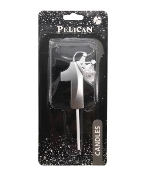 Свічка-цифра 3D з короною "1" срібло 6см 863111 KNZ