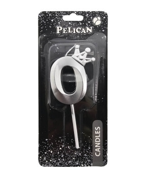 Свічка-цифра 3D з короною "0" срібло 6см 863110 KNZ