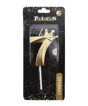 Свічка-цифра 3D з короною "7" золото 6см 863107 KNZ