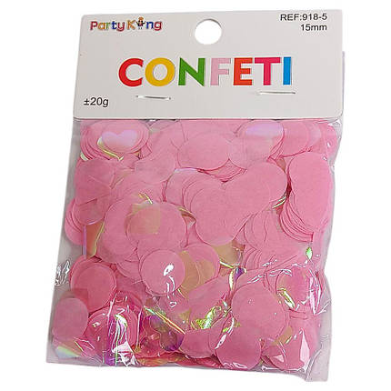 Конфетті кружечки 15мм, ±20гр рожеве 918-5 pink KNZ, фото 1