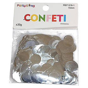 Конфетті кружечки 15мм, ±20гр срібло 918-1 silver KNZ