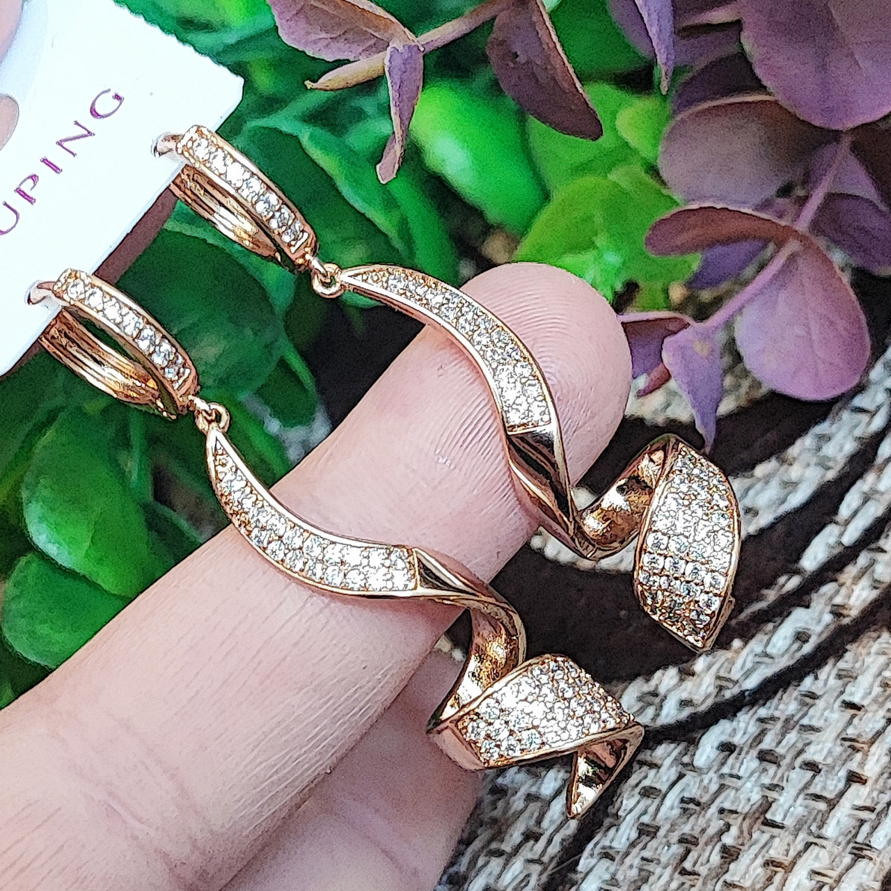 Сережки Xuping довжина 5см ширина 1см медичне золото позолота 18К с1565