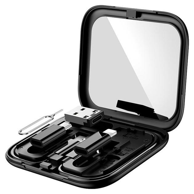 Кабель HOCO U114 + кейс з перехідниками Type-C к Type-C та перетворювачі Micro-USB к Type-C/Type-C к Lightning/USB к Type-C Black, фото 1