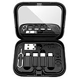 Кабель HOCO U114 + кейс з перехідниками Type-C к Type-C та перетворювачі Micro-USB к Type-C/Type-C к Lightning/USB к Type-C Black, фото 3