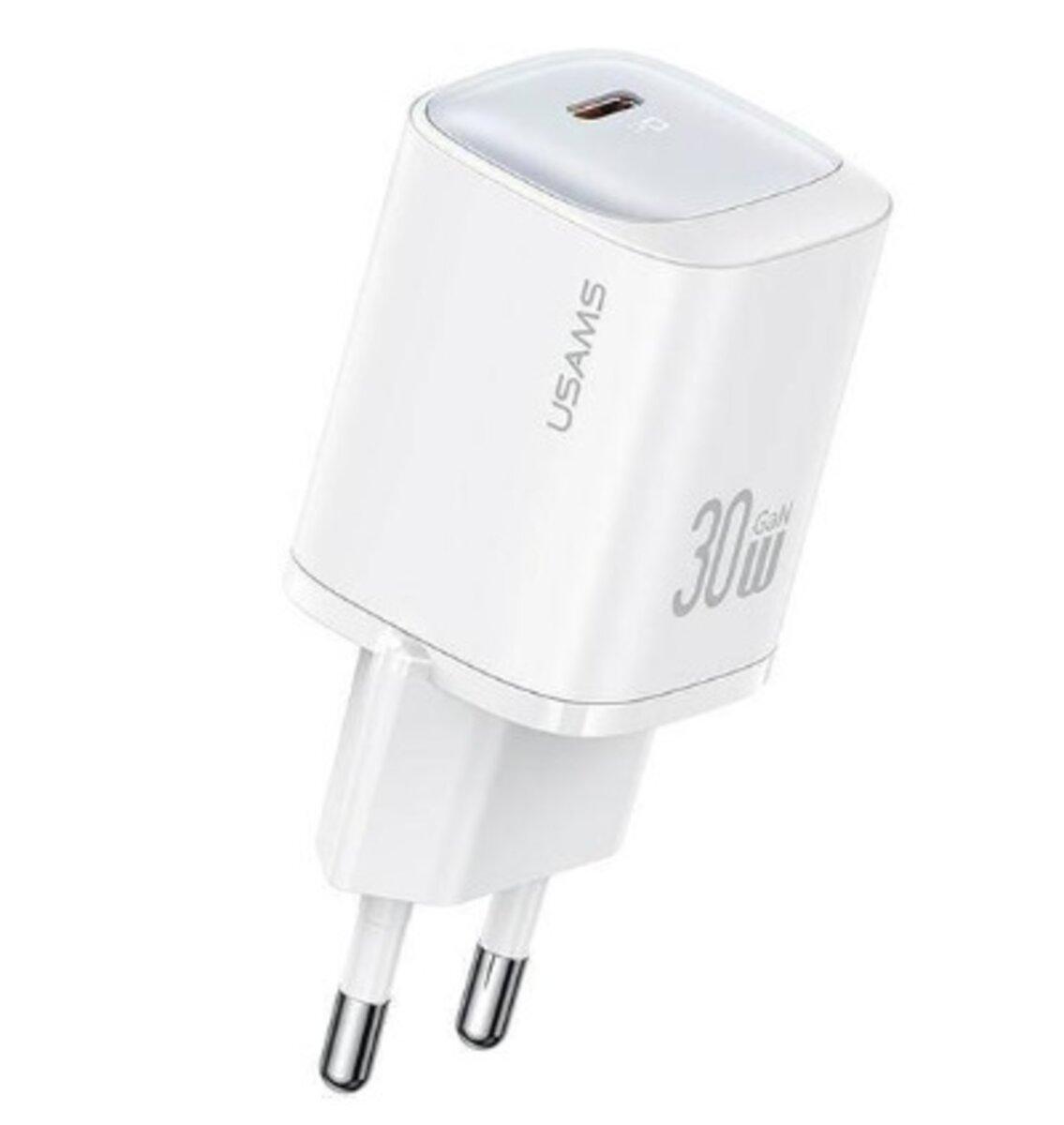 Мережевий зарядний пристрій Usams CC251 30W GaN 1C white