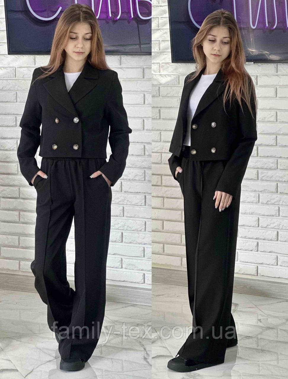 Стильний костюм для дівчат піджак і штани палаццо, розміри на зріст 128— 160 + Відеоогляд!, фото 1