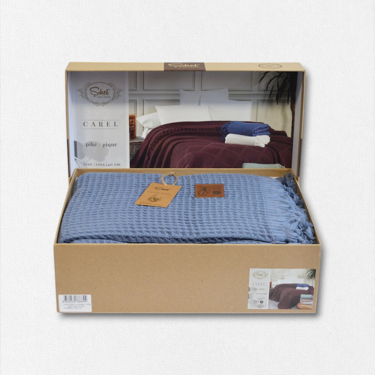 Вафельне покривало Sikel 210×240 см. Carel Mavi, фото 1