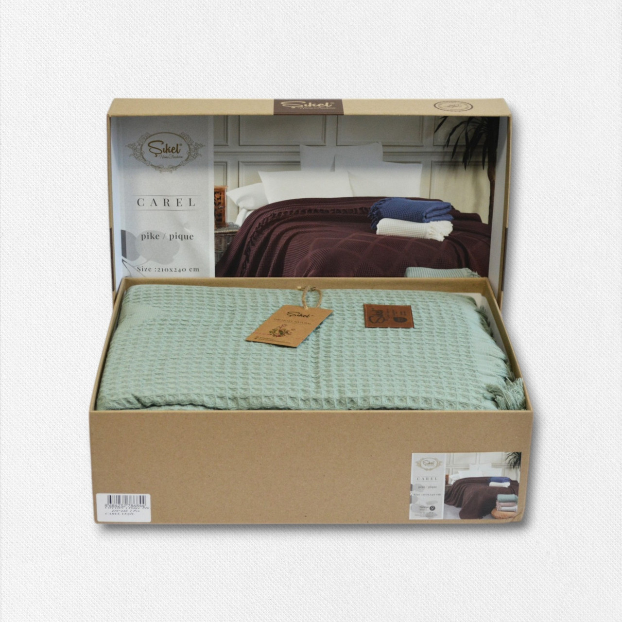Вафельне покривало Sikel 210×240 см. Carel Yesil, фото 1