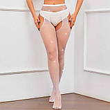 Колготки Very Sexy Shine з відкритим доступом і стразами — Білий — XS/S/M (1/2/3) — Еротична білизна, фото 3