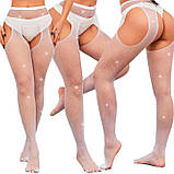 Колготки Very Sexy Shine з відкритим доступом і стразами — Білий — XS/S/M (1/2/3) — Еротична білизна, фото 5