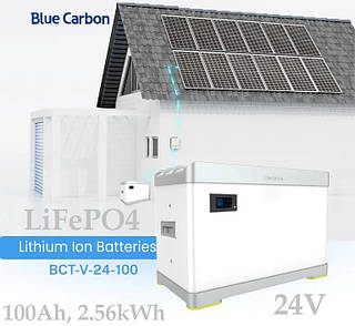 Акумулятор Blue Carbon BCT-V-24-100 | LiFePO4 | 24V/100Ah/2.56kWh, Акумуляторна батарея для сонячних систем і ДБЖ