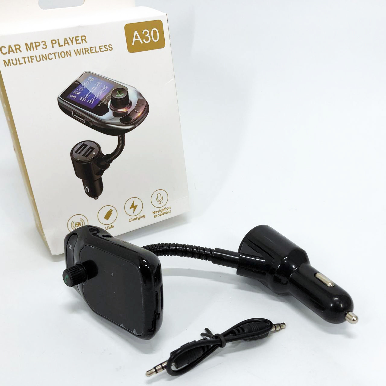 Блютуз трансмітер для машини A30 Bluetooth, FM модулятор, Модулятор з зарядкою FD-679 для телефону