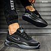 Чоловічі кросівки Nike Black чорні Найк текстильні весна осінь повсякденні, фото 10