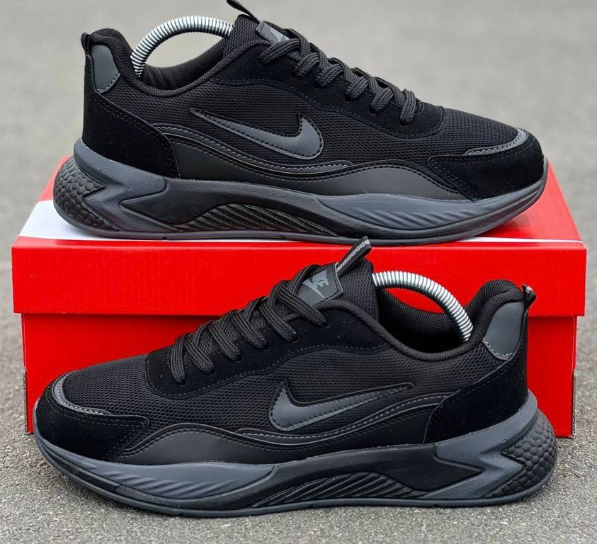 Чоловічі кросівки Nike Black чорні Найк текстильні весна осінь повсякденні