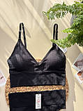 Стильний трикотажний комплект жіночої білизни з топа і трусиків стрінгів, фото 4
