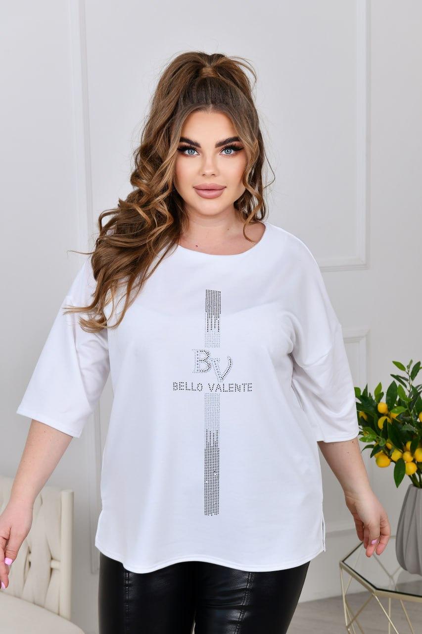 Зручна літня туніка з коротким рукавом біла