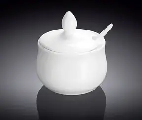 Гірчичниця з ложкою порцелянова Wilmax 130 мл колір білий WL-996083/A