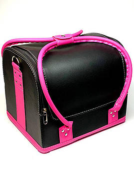 Сумка кейс для майстра бютикейс для перукаря органайзер для інструментів ADH-068 Чорний з рожевими ручками