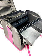 Сумка кейс для майстра бютикейс для перукаря органайзер для інструментів ADH-068 Чорний з рожевими ручками, фото 3