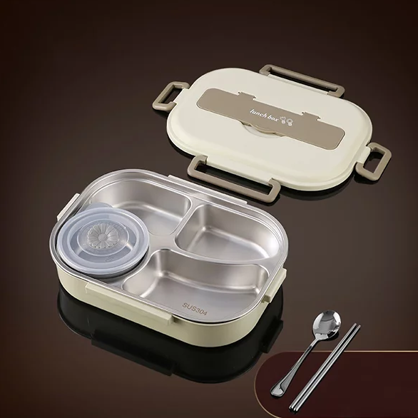 Ланч бокс для їжі, має супницю та кілька відділень для різних страв з підставкою для телефону, фото 1