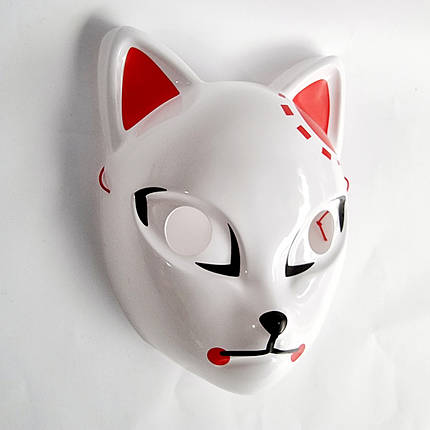 Маска Кіцуне Сабіто Японської Лисиці Kitsune червона, 25х18 см, фото 2