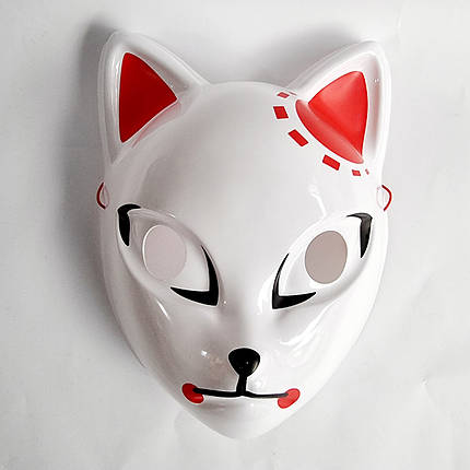 Маска Кіцуне Сабіто Японської Лисиці Kitsune червона, 25х18 см, фото 1
