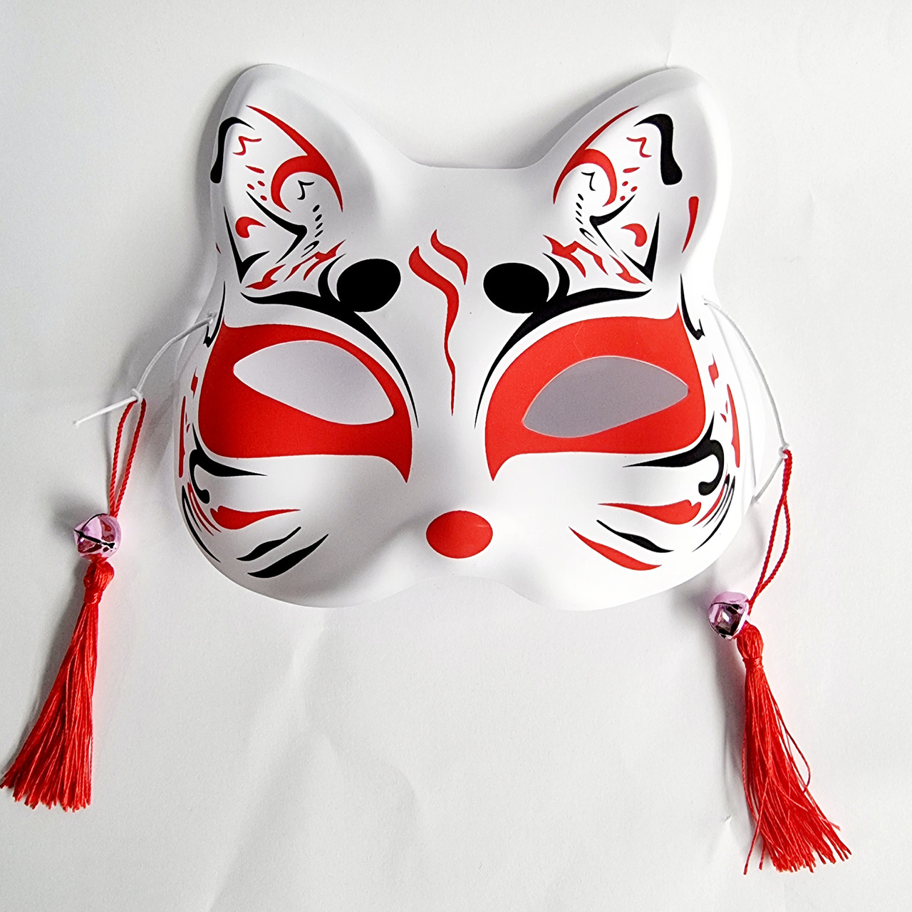 Маска Кіцуне Японської Лиси Kitsune чорна з червоним №2, 18х17 см