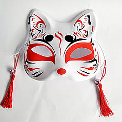 Маска Кіцуне Японської Лиси Kitsune чорна з червоним №2, 18х17 см