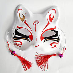 Маска Кіцуне Японської Лиси Kitsune чорна з червоним №3, 18х17 см
